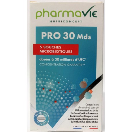 PharmaVie - PRO 30Mds . 5 souches microbiotiques (30 gélules)