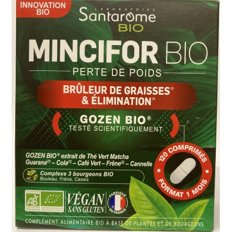 Santarome Bio - MINCIFOR BIO Perte de poids . Brûleur de graisses & élimination (120 comprimés)