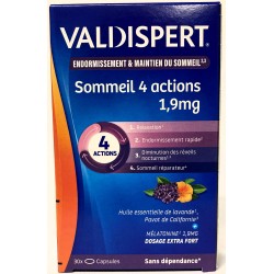 Valdispert - Sommeil 4 actions 1,9 mg . Endormissement & Maintien du sommeil (30 capsules)
