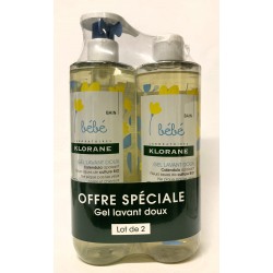 Klorane - Bébé . Gel lavant doux (lot de 2x500 ml)