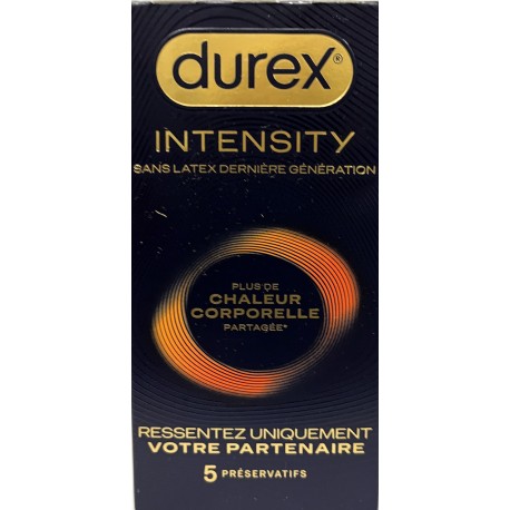 Durex - Intensity . Plus de chaleur corporelle . Sans latex (5 préservatifs)