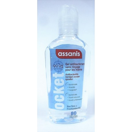 assanis - Gel antibactérien Pocker sans rinçage (80 utilisations)