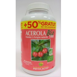 PHYTO-ACTIF - ACEROLA Bio 1000 (60 comprimés + 30 gratuits)