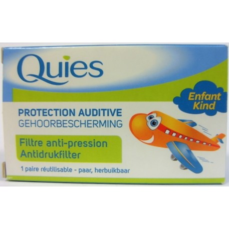 Quiès - Protection auditive . Bouchons d'oreilles Filtre anti-pression  Enfant (1 paire réutilisable)