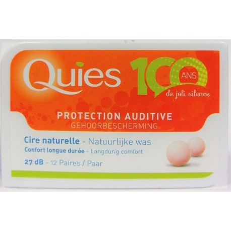 Quies protections auditives en cire naturelle - boite de 12 paires