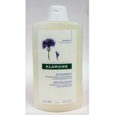 Klorane - Shampooing à la Centaurée déjaunissant Cheveux blancs ou gris (400 ml)