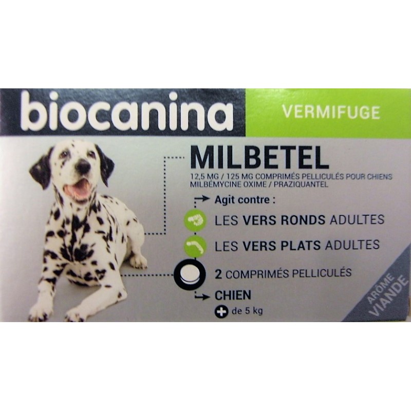 Biocanina Milbetel Chien vermifuge comprimé - Vers ronds et plats