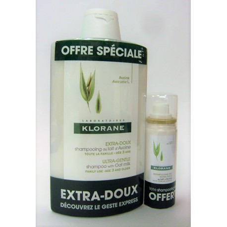 Klorane - Shampooing extra-doux au lait d'avoine + shampooing sec offert (400 ml)