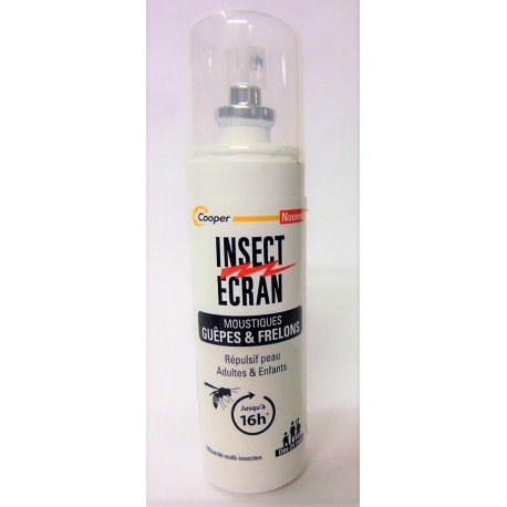 INSECT ECRAN - Zones infestées Répulsif peau Adultes & Enfants . Moustiques, guêpes & frelons (100 ml)