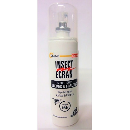 INSECT ECRAN - Zones infestées Répulsif peau Adultes & Enfants . Moustiques,  guêpes & frelons (100 ml)