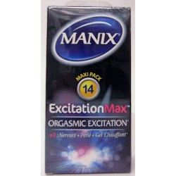Manix - Préservatif ExcitationMax . Nervuré + Perlé + Gel chauffant (14 préservatifs)