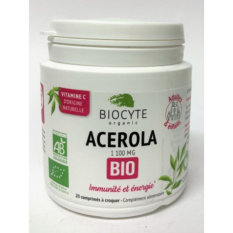 Biocyte - ACEROLA BIO 1100 mg . Immunité et énergie (20 comprimés)