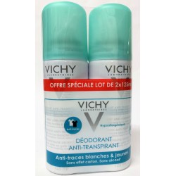 Vichy - Déodorant Anti-transpirant . Anti traces blanches & jaunes (2 sprays de 125 ml)