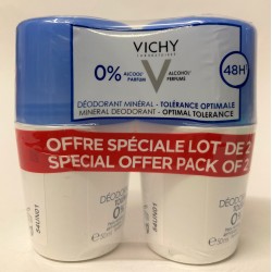 Vichy - Déodorant minéral 48 H . Tolérance optimale (lot de 2 roll-on de 50 ml)