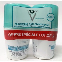 Vichy - Traitement anti-transpirant 48 H Anti-traces blanches & jaunes (lot de 2 billes de 50 ml)
