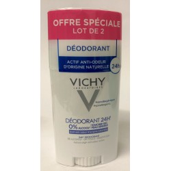Vichy - Déodorant 24 H . Actif anti-odeur naturel (lot de 2 sticks de 40 ml)
