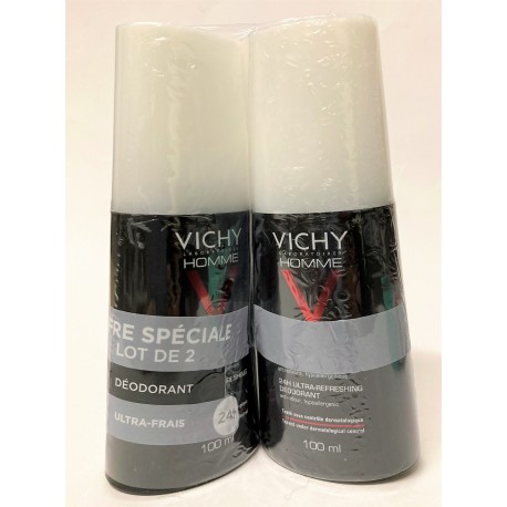 VichyHomme - Déodorant Fraîcheur 24h Sans sels d'aluminium (lot de 2 vaporisateurs) 