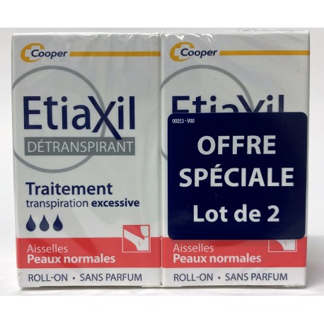 Etiaxil - Détranspirant Traitement transpiration excessive . Aisselles . Peaux normales (2 roll-on de 15 ml)