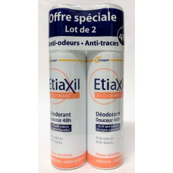 Etiaxil - Déodorant Douceur 48H . Peaux sensibles . Anti-traces (lot de 2 aérosols de 150 ml)
