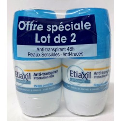 Etiaxil - Anti-transpirant Protection 48H . Peaux sensibles . Anti-traces (2 roll-on de 50 ml)