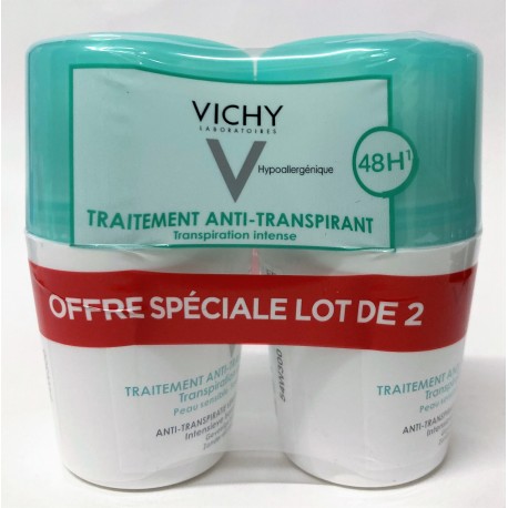 Vichy - Traitement Anti-transpirant 48H . Transpiration intense ( lot de 2 billes de 50 ml)