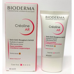Bioderma - Créaline AR Soin Anti-rougeurs Peaux sensibles à tendance couperosique . Teinte dorée (40 ml)