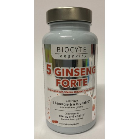 Biocyte - 5 GINSENG FORTE Energie & Vitalité (40 gélules)