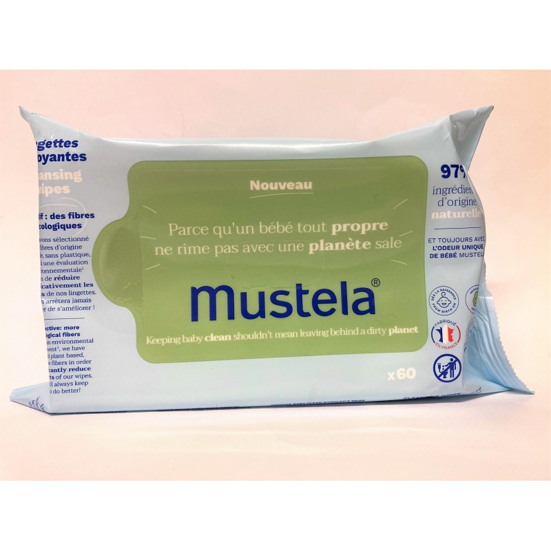 Mustela Bébé Lingettes nettoyantes à l'Avocat BIO x60