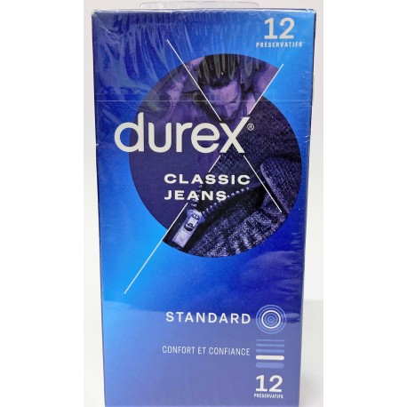 Durex - Classic Jeans . Standard Confort et confiance (12 préservatifs)