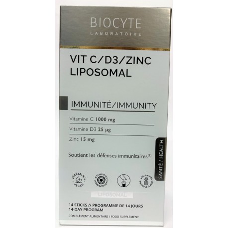Biocyte - Vit/D3/Zinc Liposomal . Immunité (14 sticks)